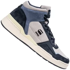 G-STAR RAW ATTACC Mid Blocked Hommes Sneakers En Cuir 2242 040716 NVY-OFWHT
